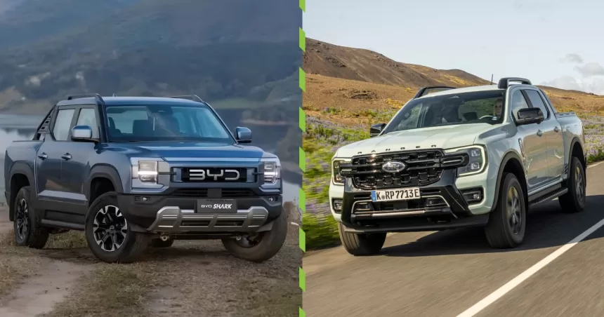 Comparamos a BYD Shark já disponível com a Ford Ranger PHEV confirmada para 2027 — potência, autonomia elétrica e estratégias de eletrificação